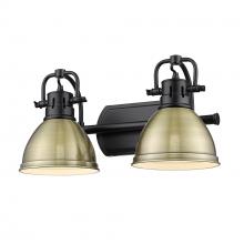  3602-BA2 BLK-AB - Duncan 2 Light Bath Vanity in Matte Black with Aged Brass Shades